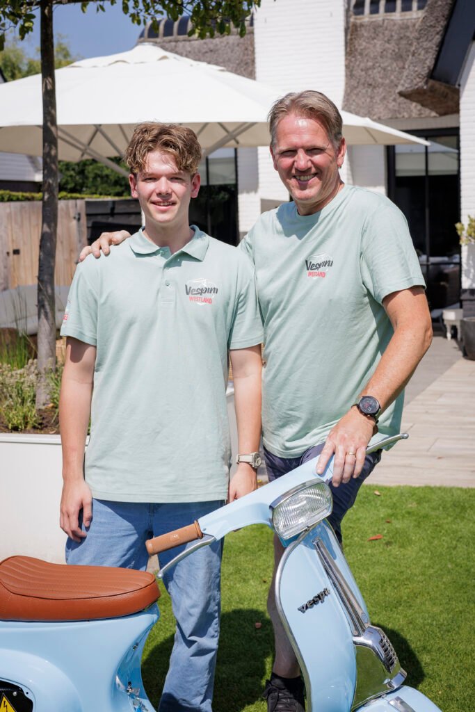 Charles and Rens Overgaag of Vespini with a Retrokit Vespa